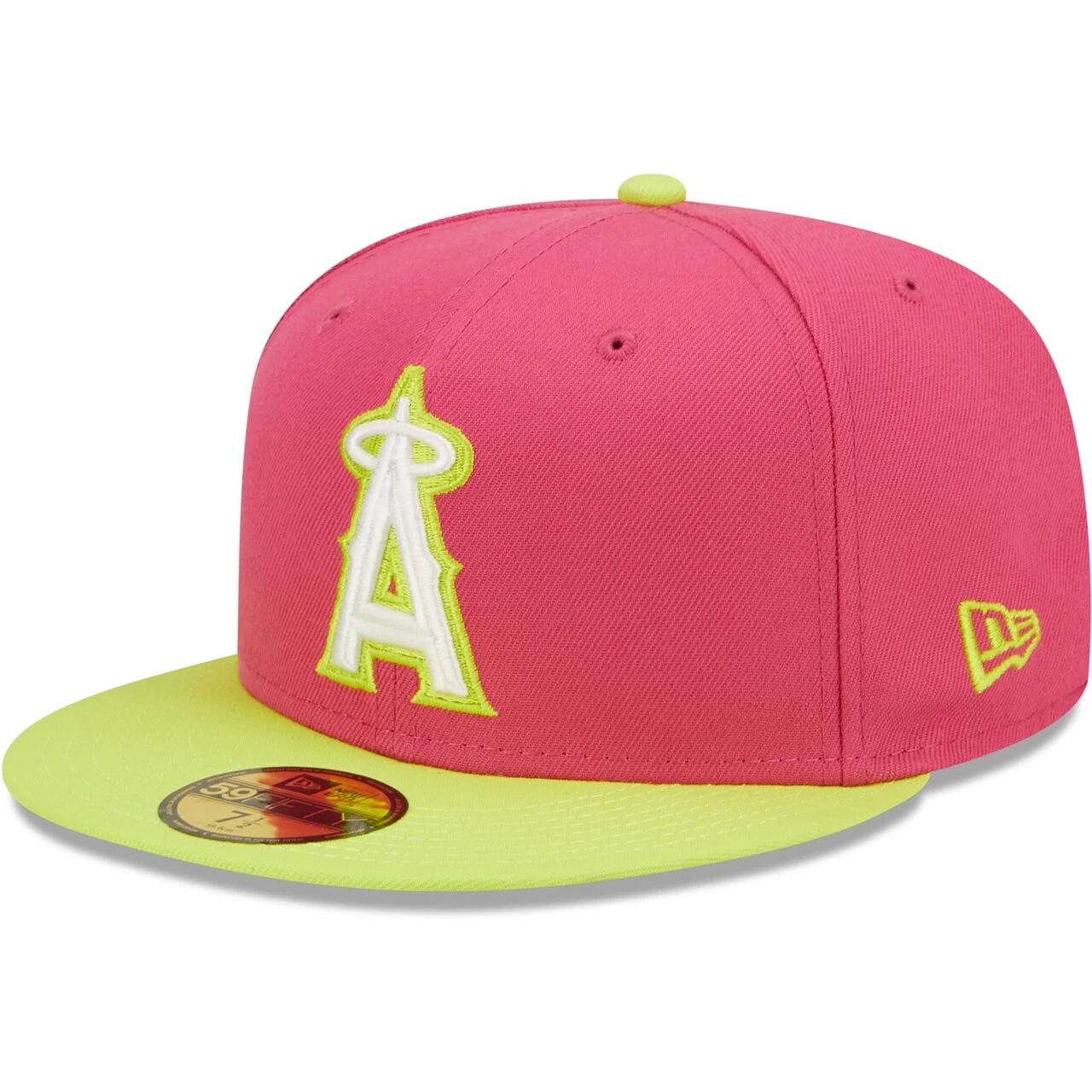 Men's Los Angeles Angels New Era Pink 2002 World Series Champions Beetroot Cyber 59FIFTY Fitted Hat - Image 3