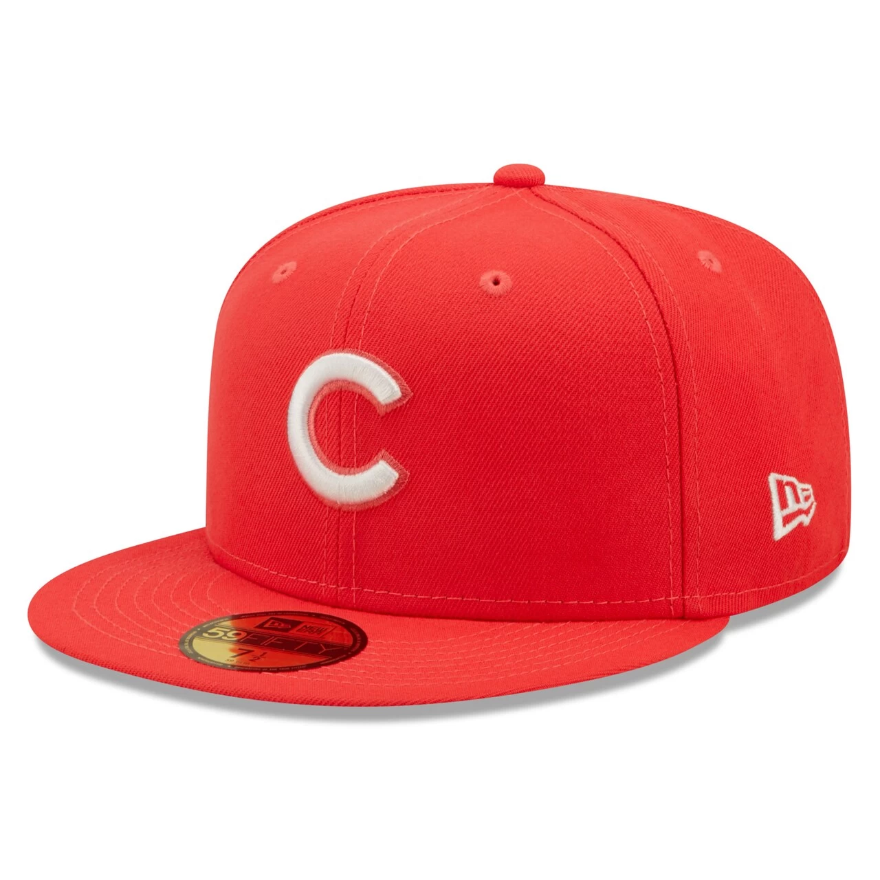 Men's Chicago Cubs New Era Red Lava Highlighter Logo 59FIFTY Fitted Hat