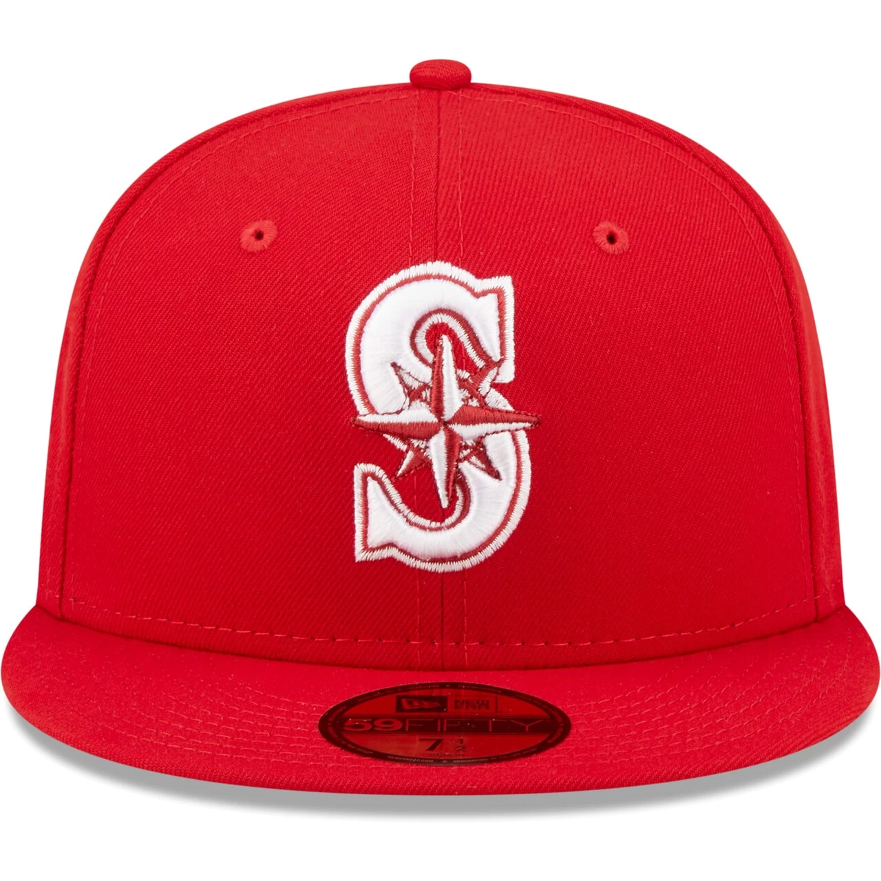 Men's Seattle Mariners New Era Red White Logo 59FIFTY Fitted Hat - Image 2