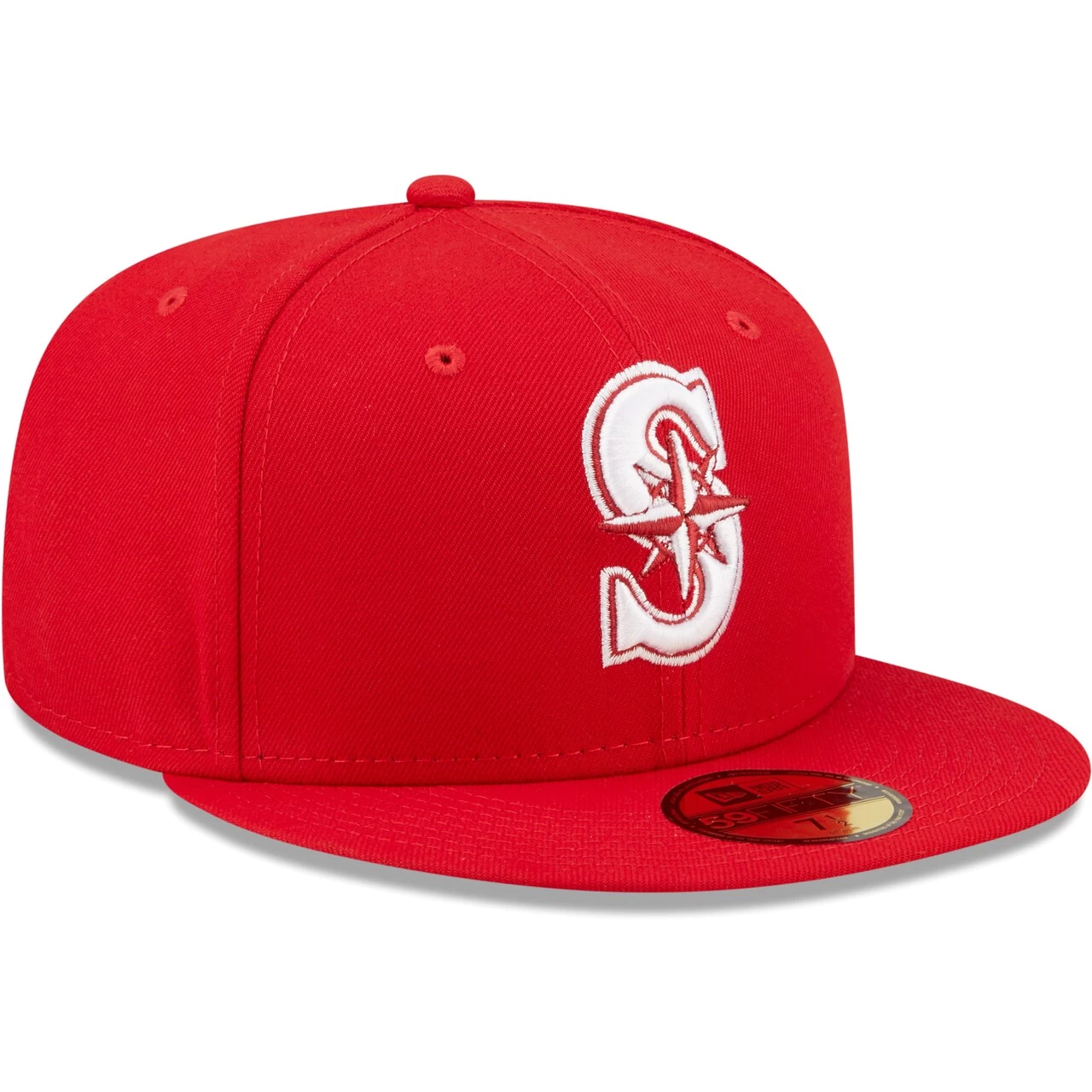 Men's Seattle Mariners New Era Red White Logo 59FIFTY Fitted Hat - Image 3
