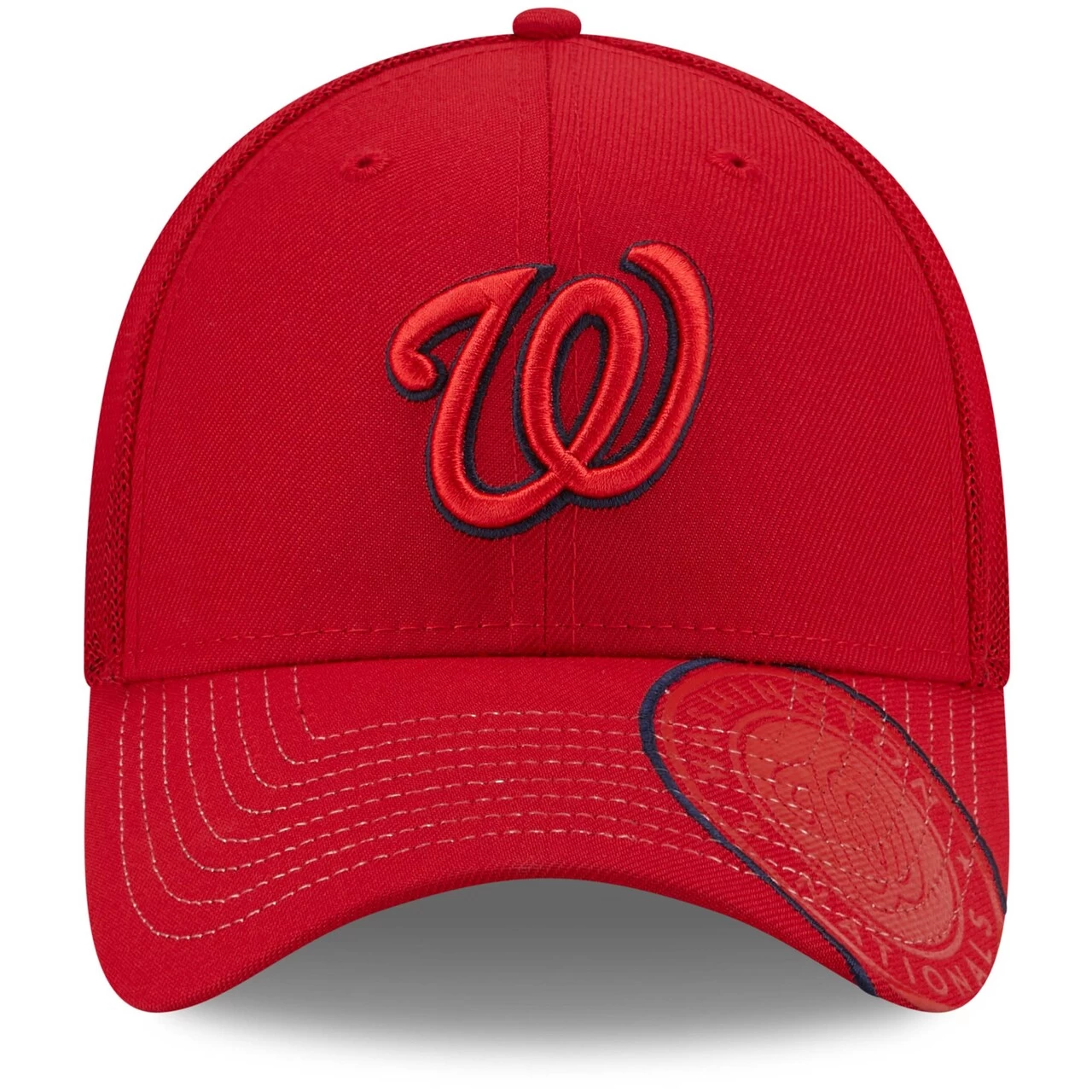 Men's Washington Nationals New Era Red Pop Visor Mesh Back 39THIRTY Flex Hat - Image 2
