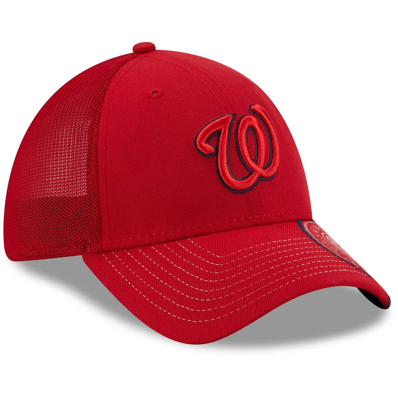 Men's Washington Nationals New Era Red Pop Visor Mesh Back 39THIRTY Flex Hat - Image 3