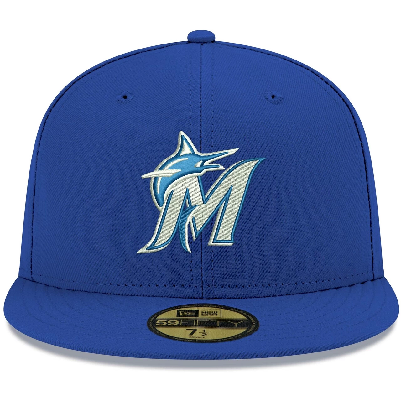 Men's Miami Marlins New Era Royal White Logo 59FIFTY Fitted Hat - Image 2