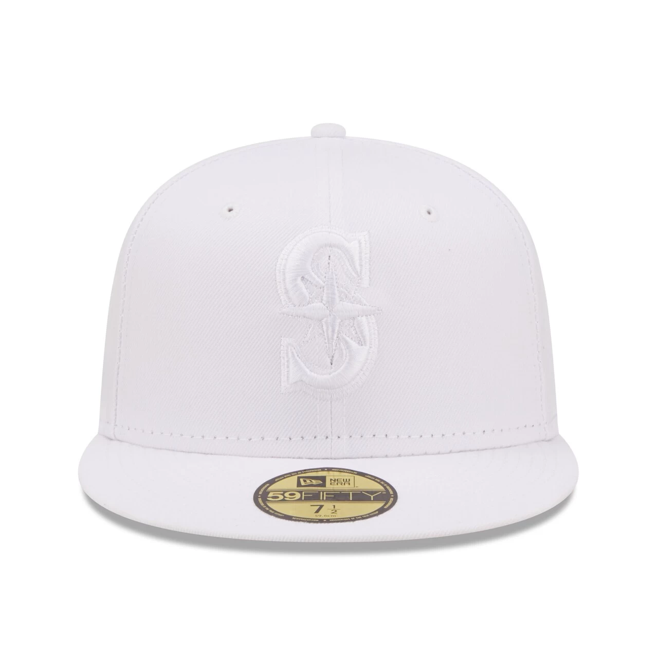 Men's Seattle Mariners New Era White On White 59FIFTY Fitted Hat - Image 2