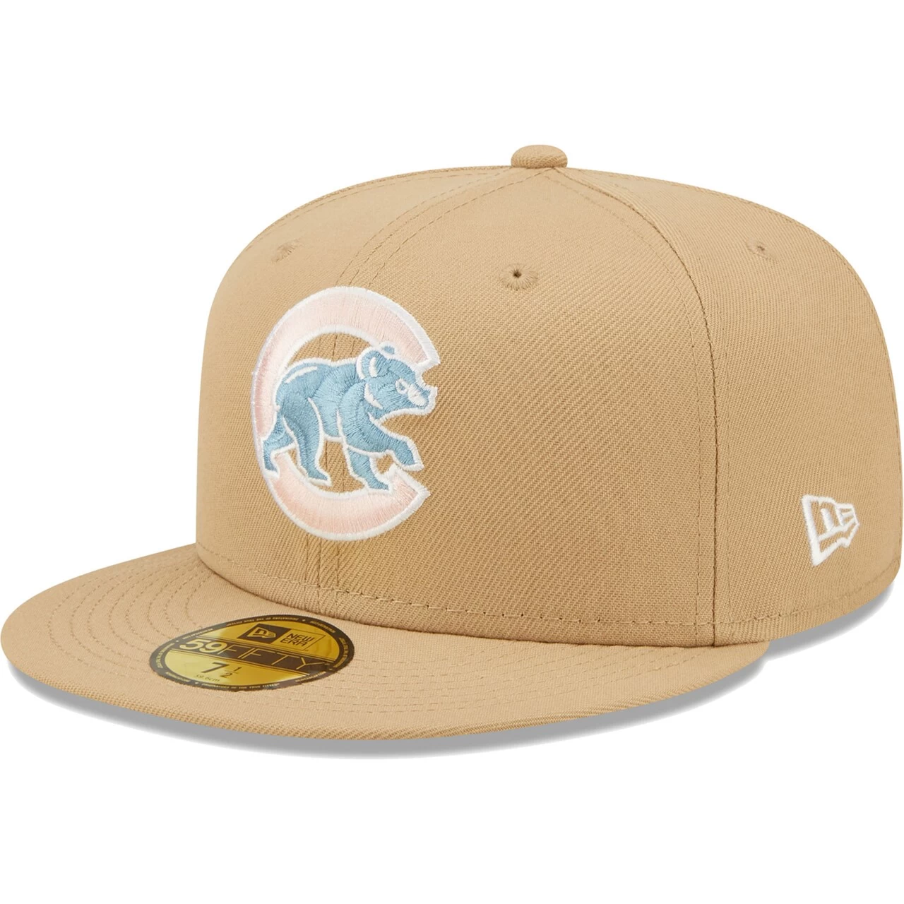 Men's Chicago Cubs New Era Tan 100 Years At Wrigley Field Sky Blue Undervisor 59FIFTY Fitted Hat - Image 3
