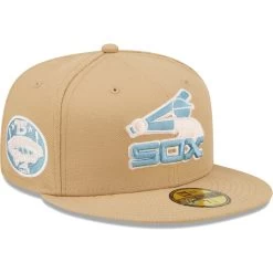 Men's Chicago White Sox New Era Tan 75th Anniversary Of Comiskey Park Sky Blue Undervisor 59FIFTY Fitted Hat
