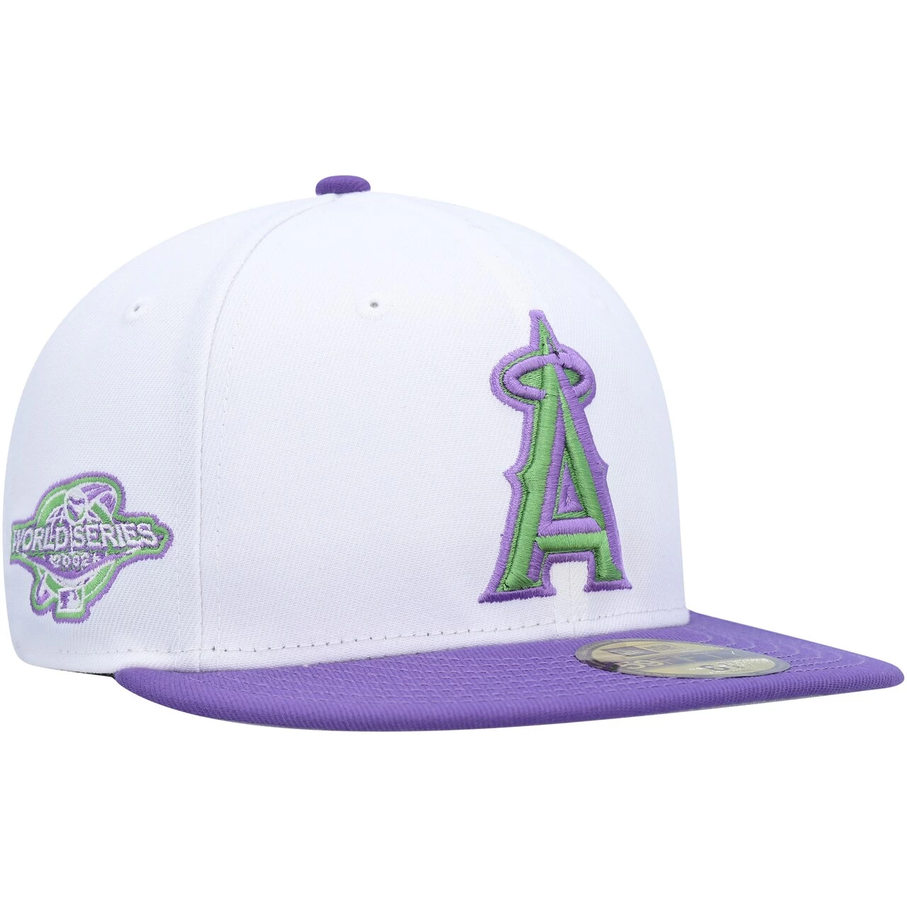 Men's Los Angeles Angels New Era White 2002 World Series Side Patch 59FIFTY Fitted Hat