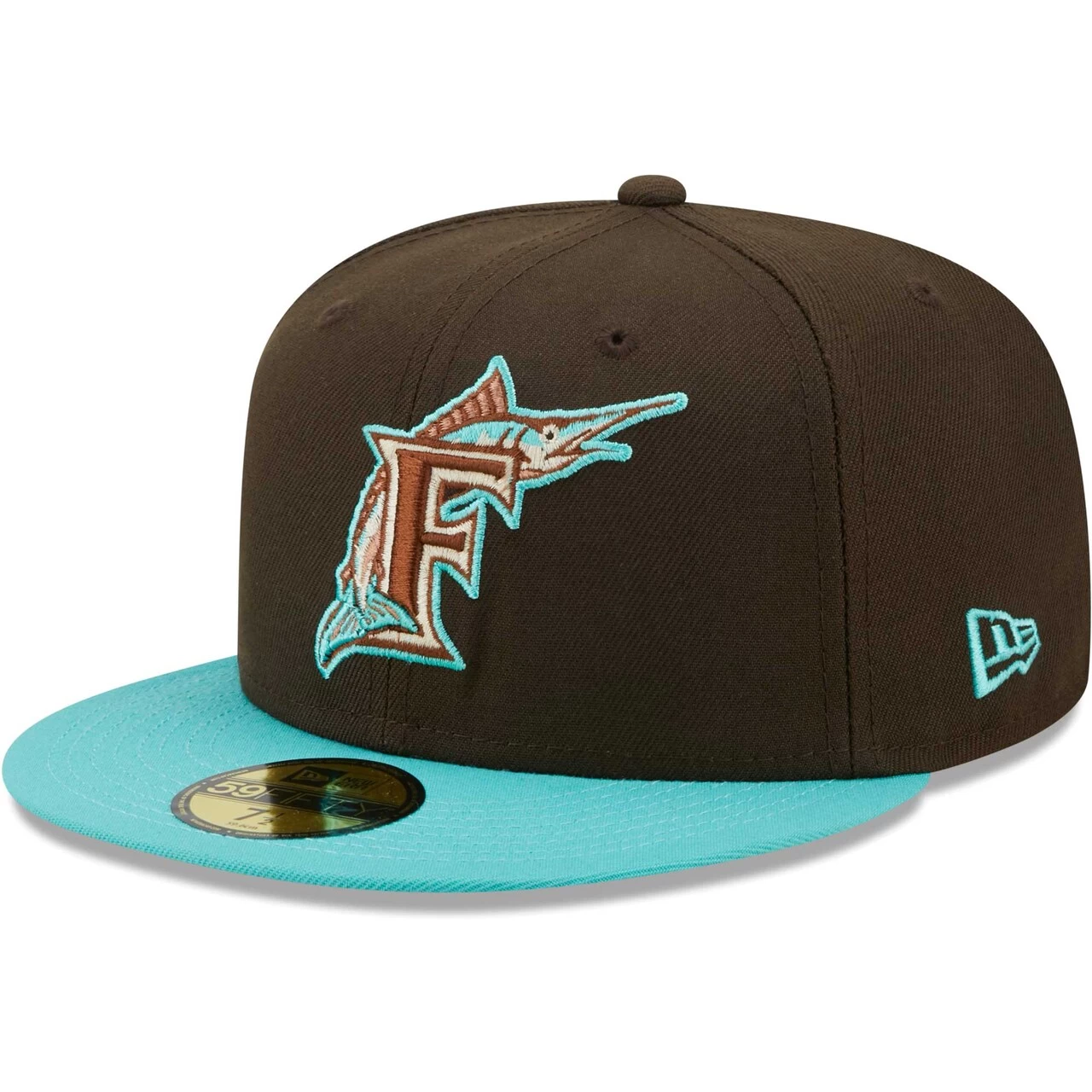Men's Florida Marlins New Era Brown/Mint Walnut Mint 59FIFTY Fitted Hat - Image 3