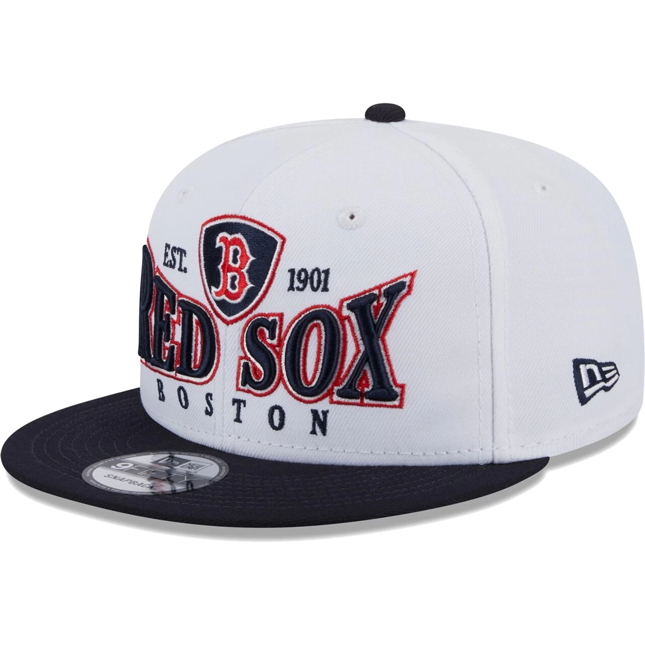 Men's Boston Red Sox New Era White/Navy Crest 9FIFTY Snapback Hat