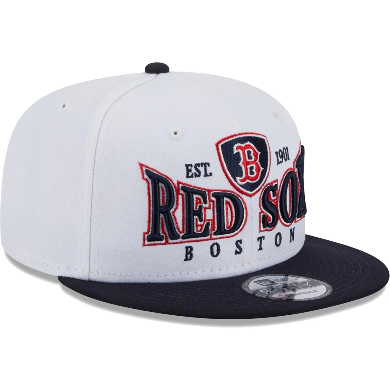 Men's Boston Red Sox New Era White/Navy Crest 9FIFTY Snapback Hat - Image 3