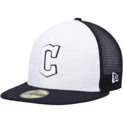 Men's Cleveland Guardians New Era White/Navy 2023 On-Field Batting Practice 59FIFTY Fitted Hat