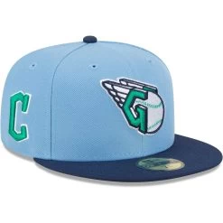 Men's Cleveland Guardians New Era Light Blue/Navy Green Undervisor 59FIFTY Fitted Hat
