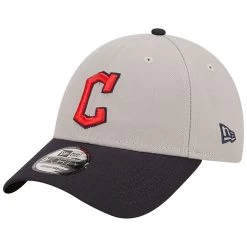 Men's Cleveland Guardians New Era Gray/Navy League 9FORTY Adjustable Hat