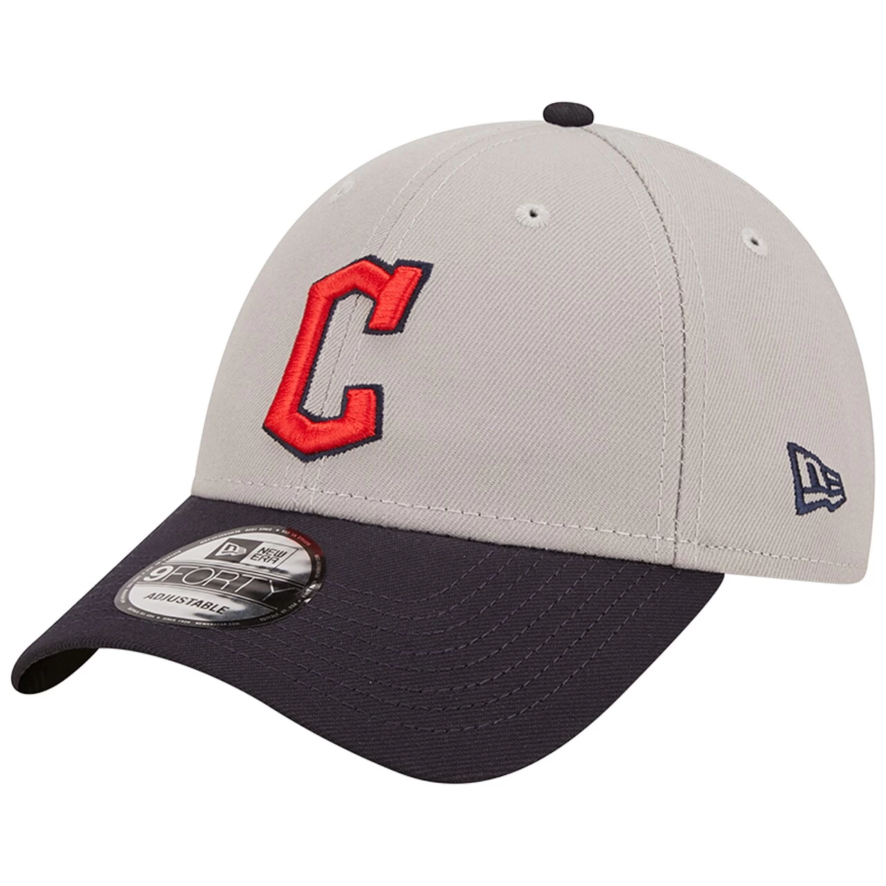 Men's Cleveland Guardians New Era Gray/Navy League 9FORTY Adjustable Hat