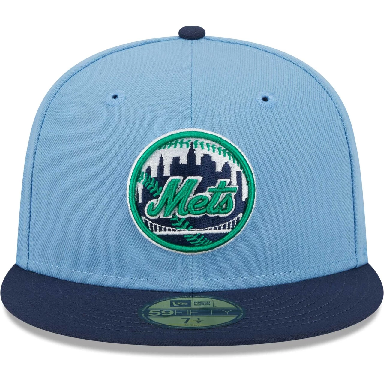 Men's New York Mets New Era Light Blue/Navy Green Undervisor 59FIFTY Fitted Hat - Image 2