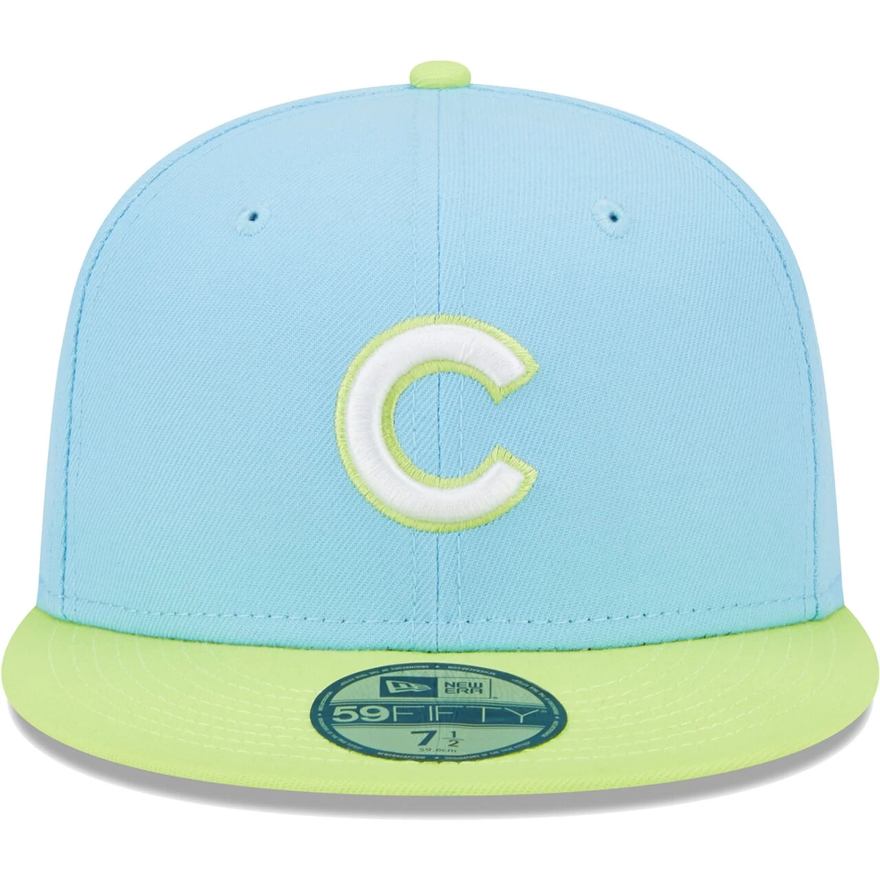 Men's Chicago Cubs New Era Light Blue/Neon Green Spring Color Two-Tone 59FIFTY Fitted Hat - Image 2