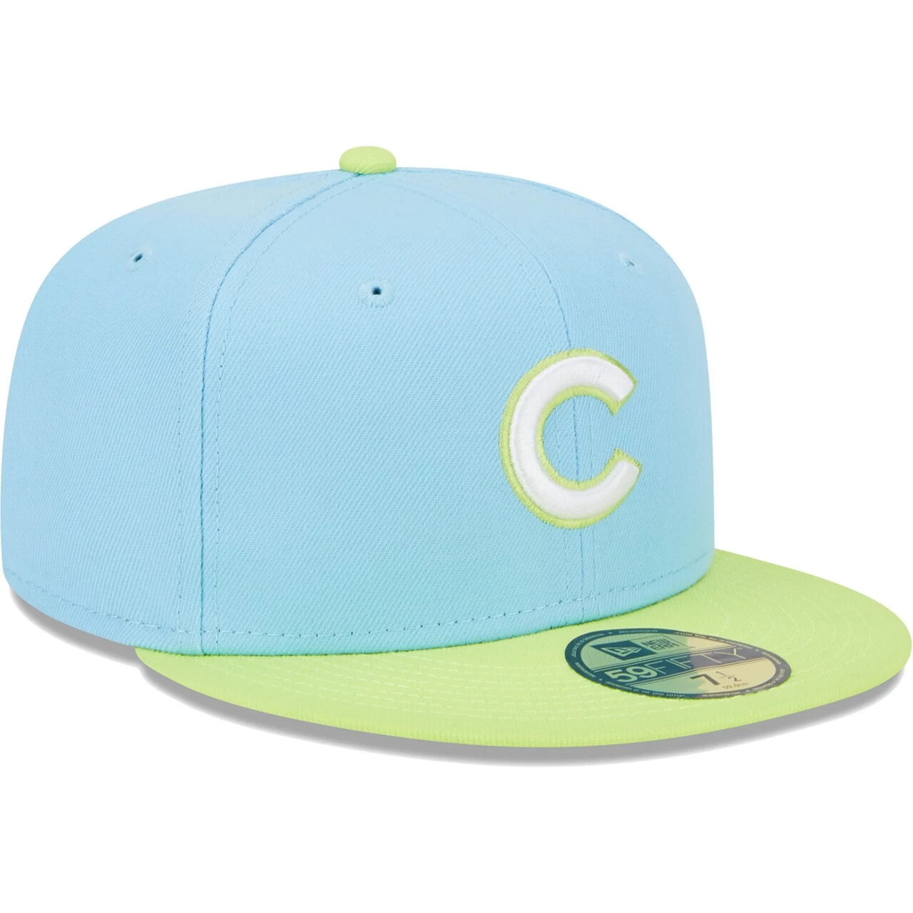 Men's Chicago Cubs New Era Light Blue/Neon Green Spring Color Two-Tone 59FIFTY Fitted Hat - Image 3