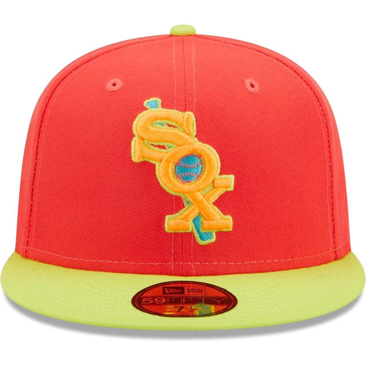 Men's Chicago White Sox New Era Red/Neon Green Lava Highlighter Combo 59FIFTY Fitted Hat - Image 2