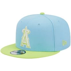 Men's Los Angeles Angels New Era Light Blue/Neon Green Spring Basic Two-Tone 9FIFTY Snapback Hat