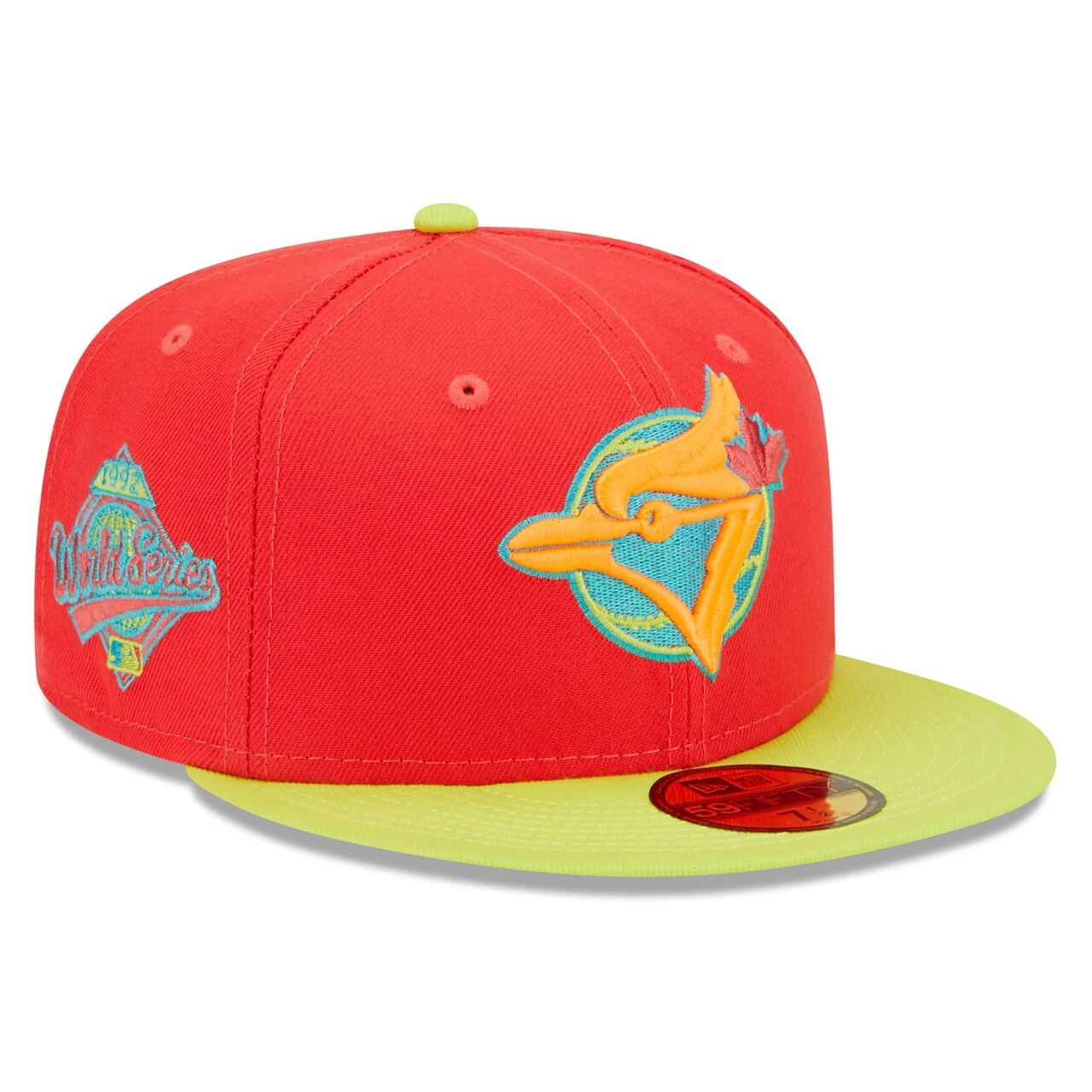 Men's Toronto Blue Jays New Era Red/Neon Green 1992 World Series Lava Highlighter Combo 59FIFTY Fitted Hat