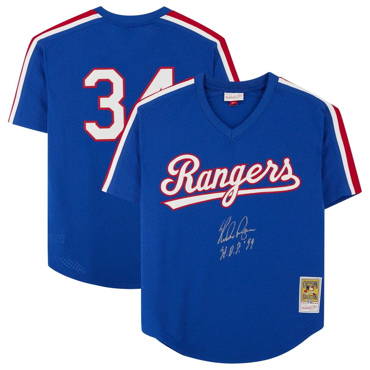 Autographed Texas Rangers Nolan Ryan Fanatics Authentic Royal Mitchell & Ness Cooperstown Collection Replica Jersey With "H.O.F. '99" Inscription