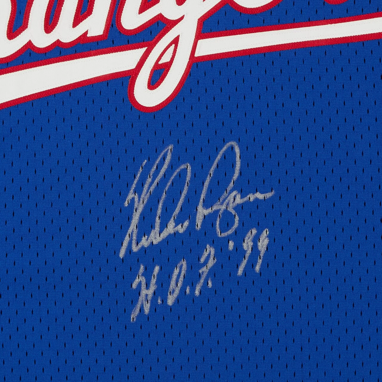 Autographed Texas Rangers Nolan Ryan Fanatics Authentic Royal Mitchell & Ness Cooperstown Collection Replica Jersey With "H.O.F. '99" Inscription - Image 4