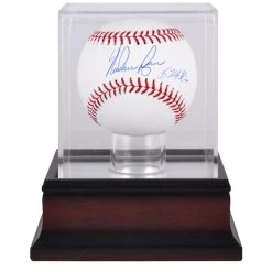 Autographed Texas Rangers Nolan Ryan Fanatics Authentic Baseball With "5714 K's" Inscription And Mahogany Baseball Display Case