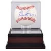 Autographed Texas Rangers Nolan Ryan Fanatics Authentic Baseball With "HOF 99" Inscription And Mahogany Baseball Display Case