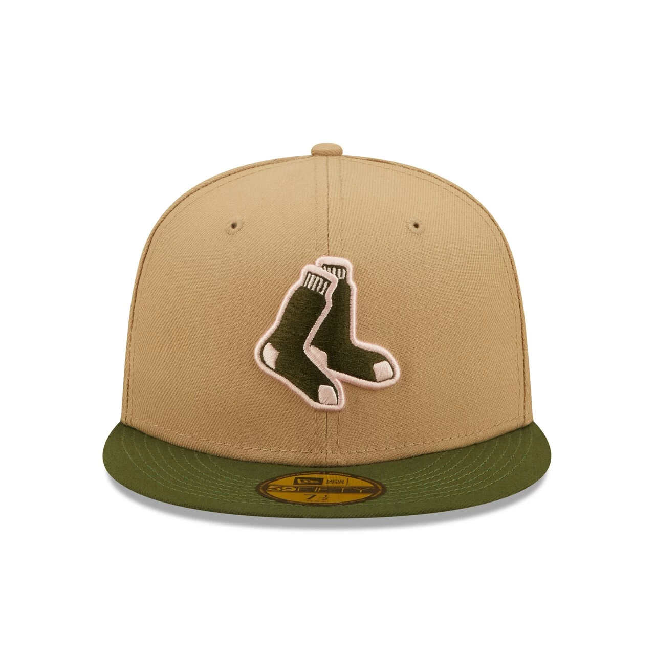 Men's Boston Red Sox New Era Khaki/Olive 2013 World Series Pink Undervisor 59FIFTY Fitted Hat - Image 2