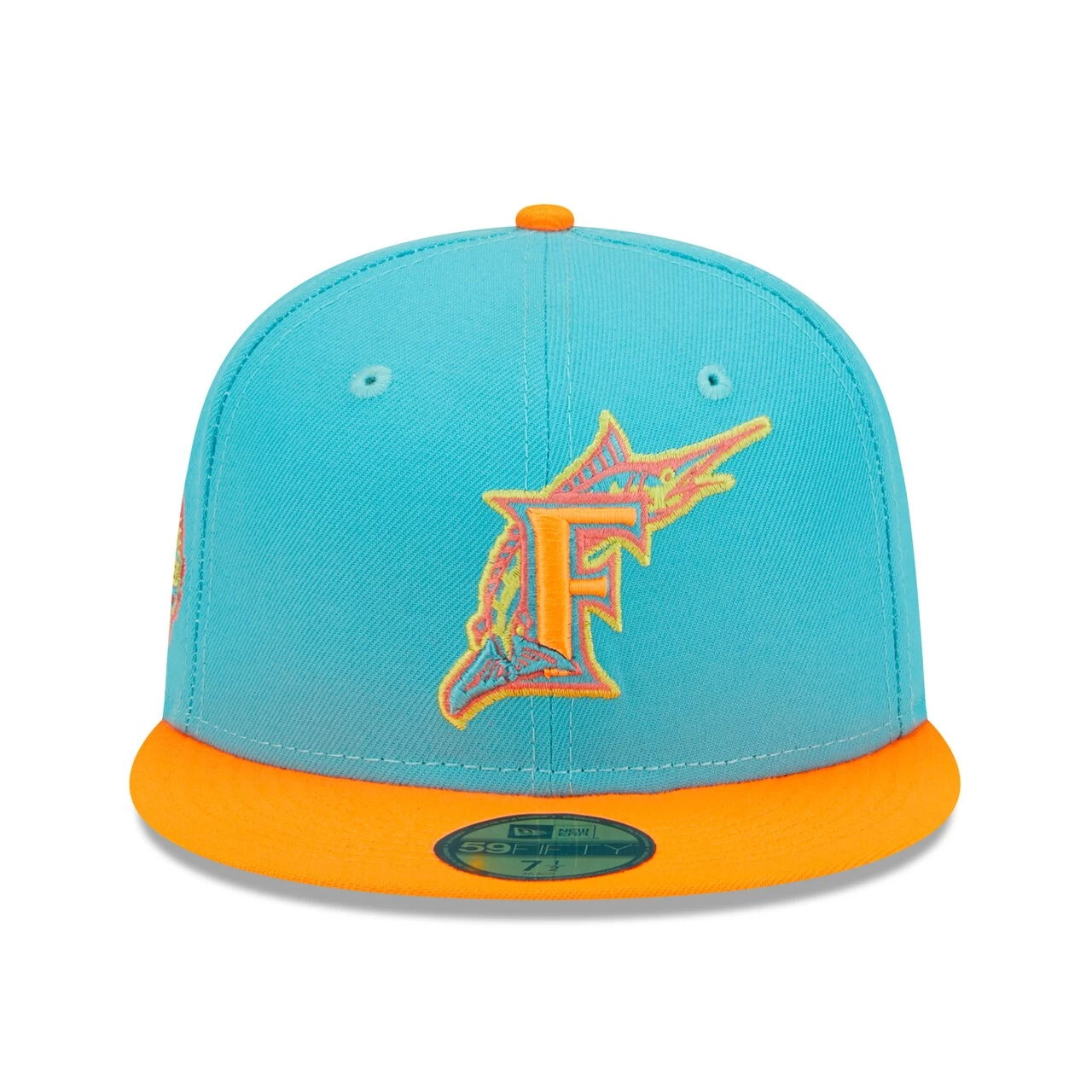 Men's Florida Marlins New Era Blue/Orange Vice Highlighter 59FIFTY Fitted Hat - Image 2