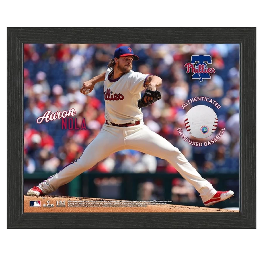 Philadelphia Phillies Aaron Nola Game-Used Baseball Frame