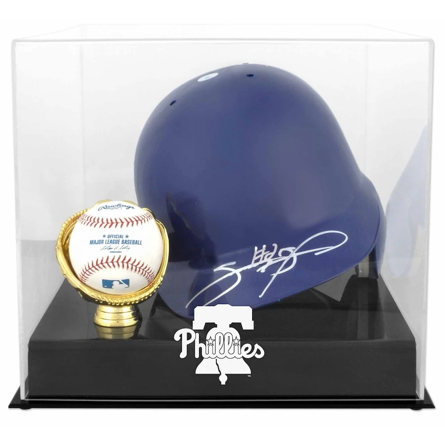 Philadelphia Phillies Fanatics Authentic Batting Helmet With Ball Holder 2019 Logo Display Case