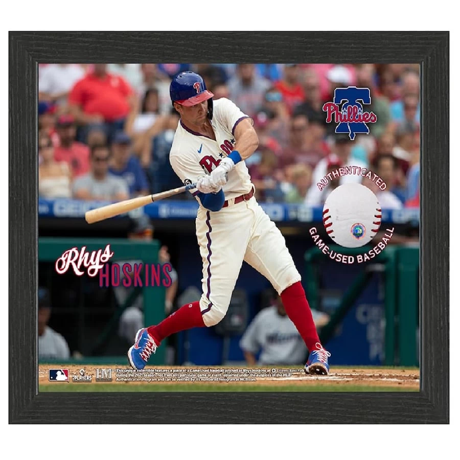 Philadelphia Phillies Rhys Hoskins Game-Used Baseball Frame