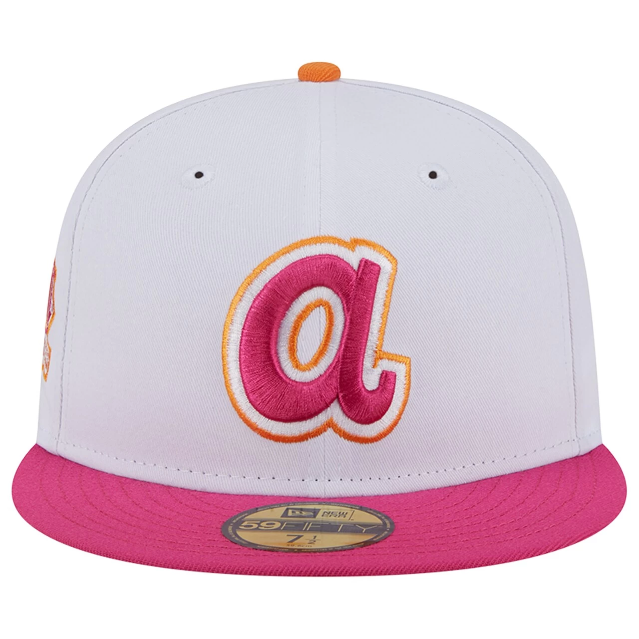Men's Atlanta Braves New Era White/Pink 150th Team Anniversary 59FIFTY Fitted Hat - Image 2