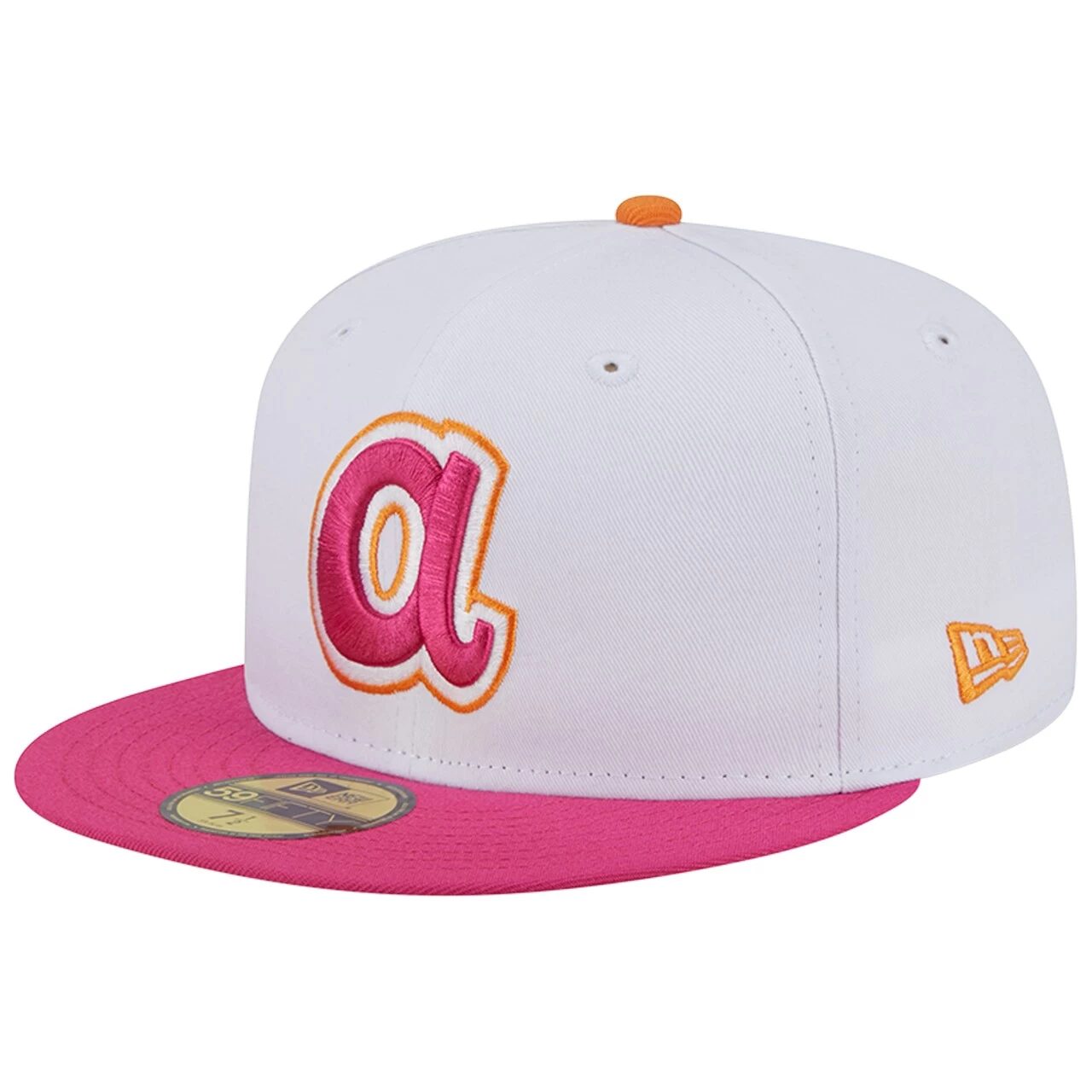 Men's Atlanta Braves New Era White/Pink 150th Team Anniversary 59FIFTY Fitted Hat - Image 3
