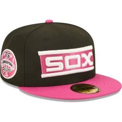 Men's Chicago White Sox New Era Black/Pink Comiskey Park 75th Anniversary Passion 59FIFTY Fitted Hat