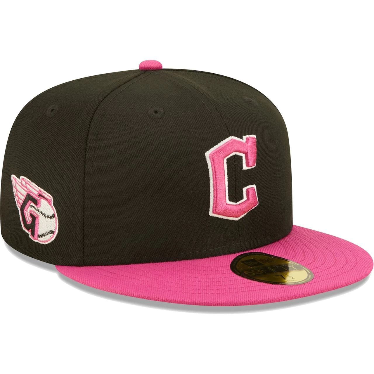Men's Cleveland Guardians New Era Black/Pink Passion 59FIFTY Fitted Hat