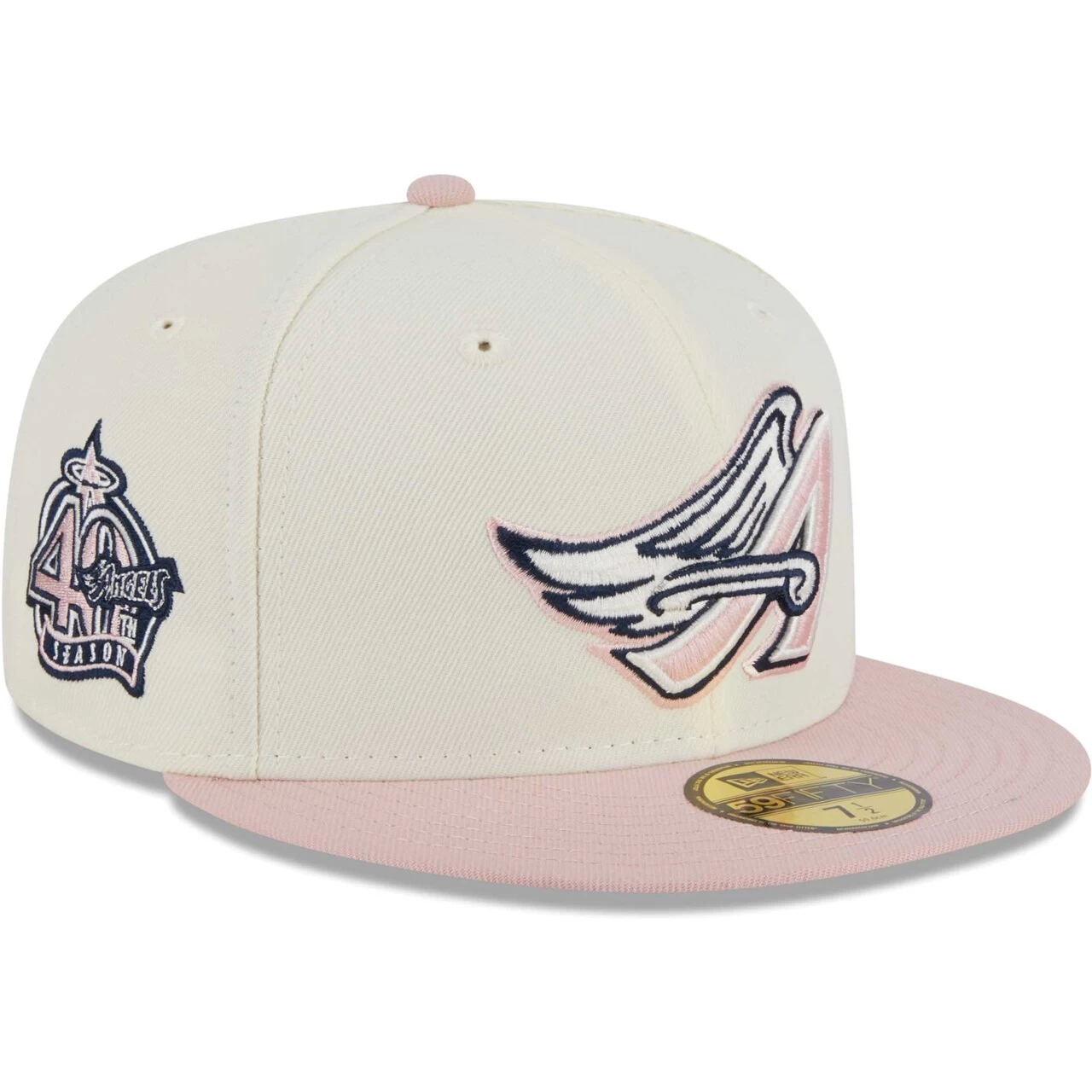 Men's Los Angeles Angels New Era White/Pink Chrome Rogue 59FIFTY Fitted Hat