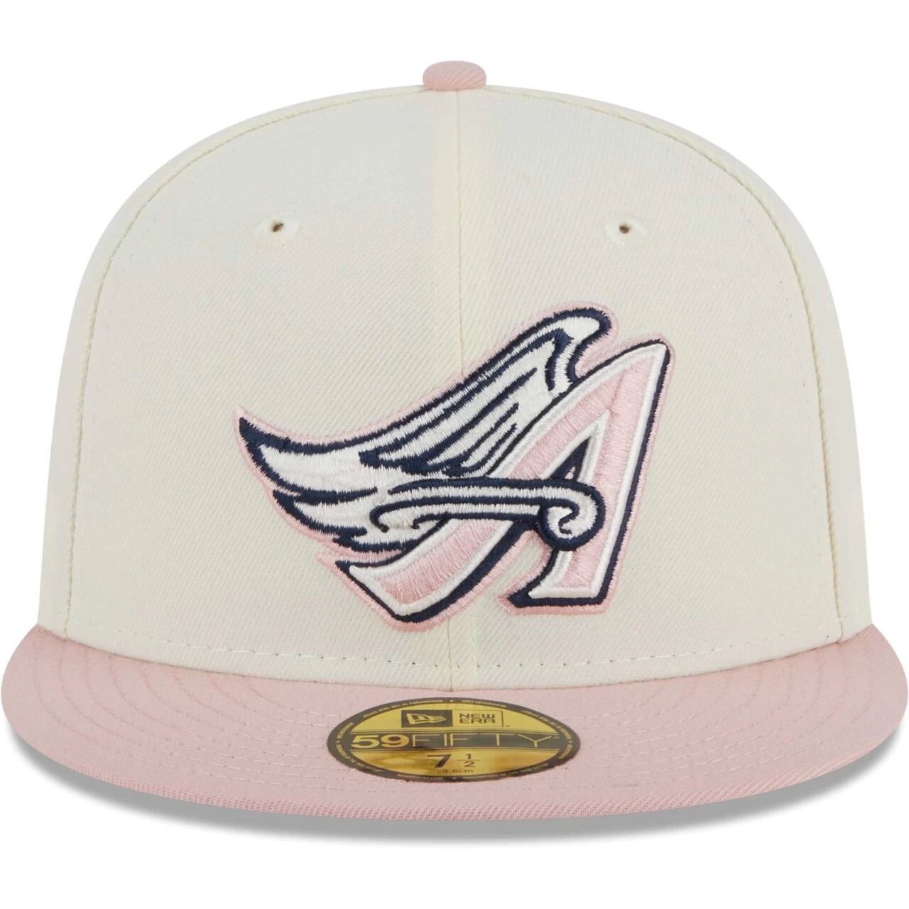 Men's Los Angeles Angels New Era White/Pink Chrome Rogue 59FIFTY Fitted Hat - Image 2