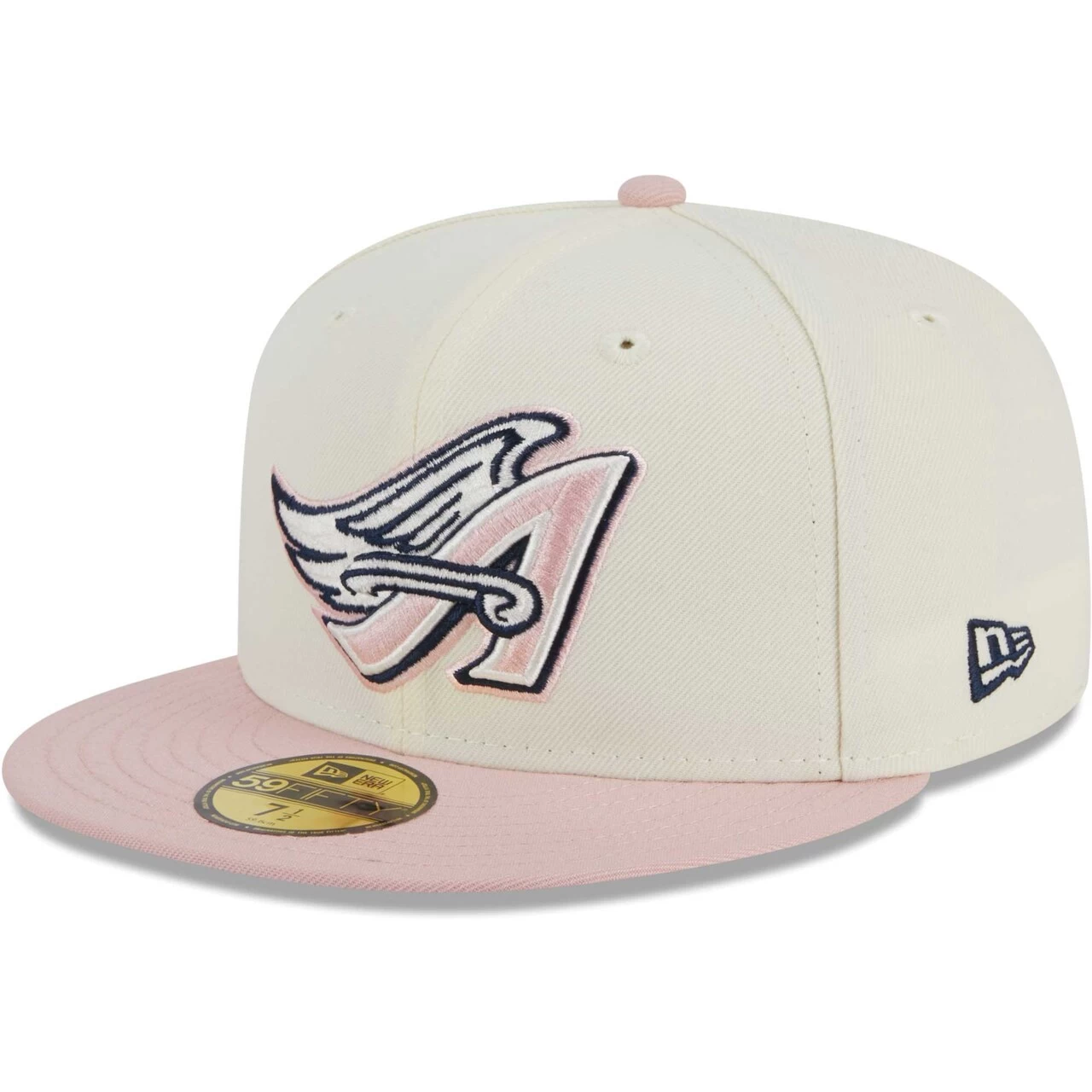 Men's Los Angeles Angels New Era White/Pink Chrome Rogue 59FIFTY Fitted Hat - Image 3