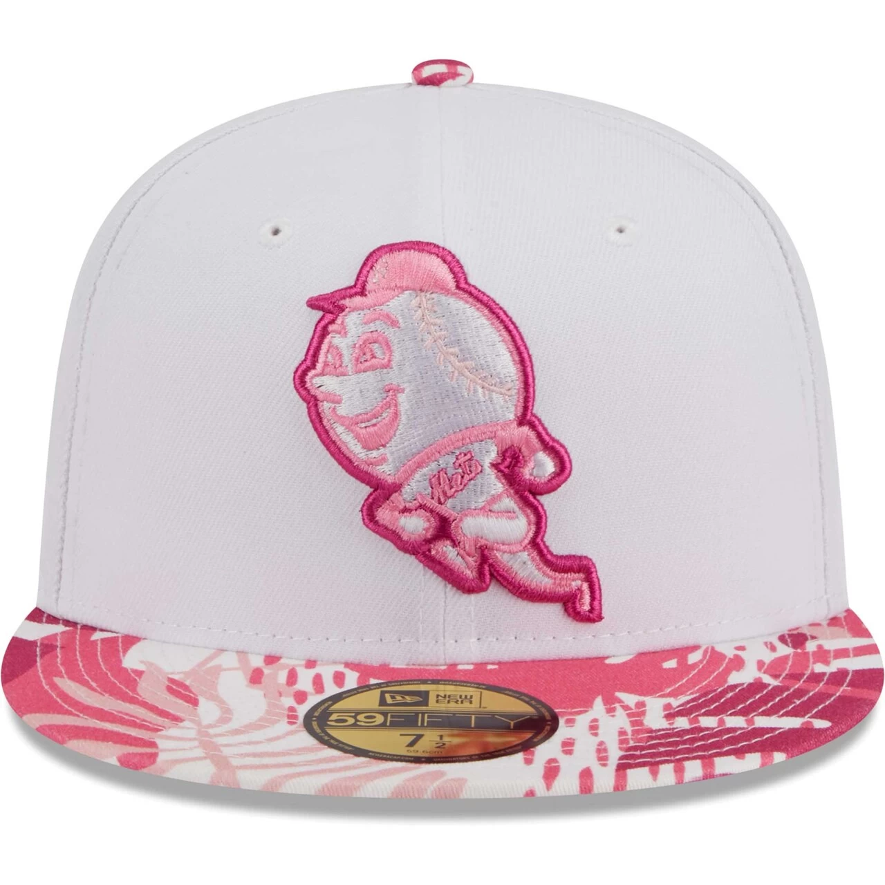 Men's New York Mets New Era White/Pink Flamingo 59FIFTY Fitted Hat - Image 2