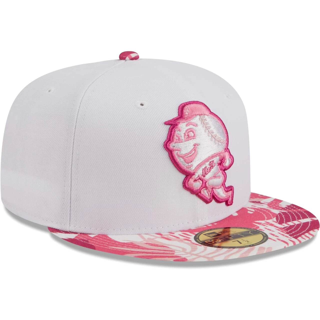 Men's New York Mets New Era White/Pink Flamingo 59FIFTY Fitted Hat - Image 3