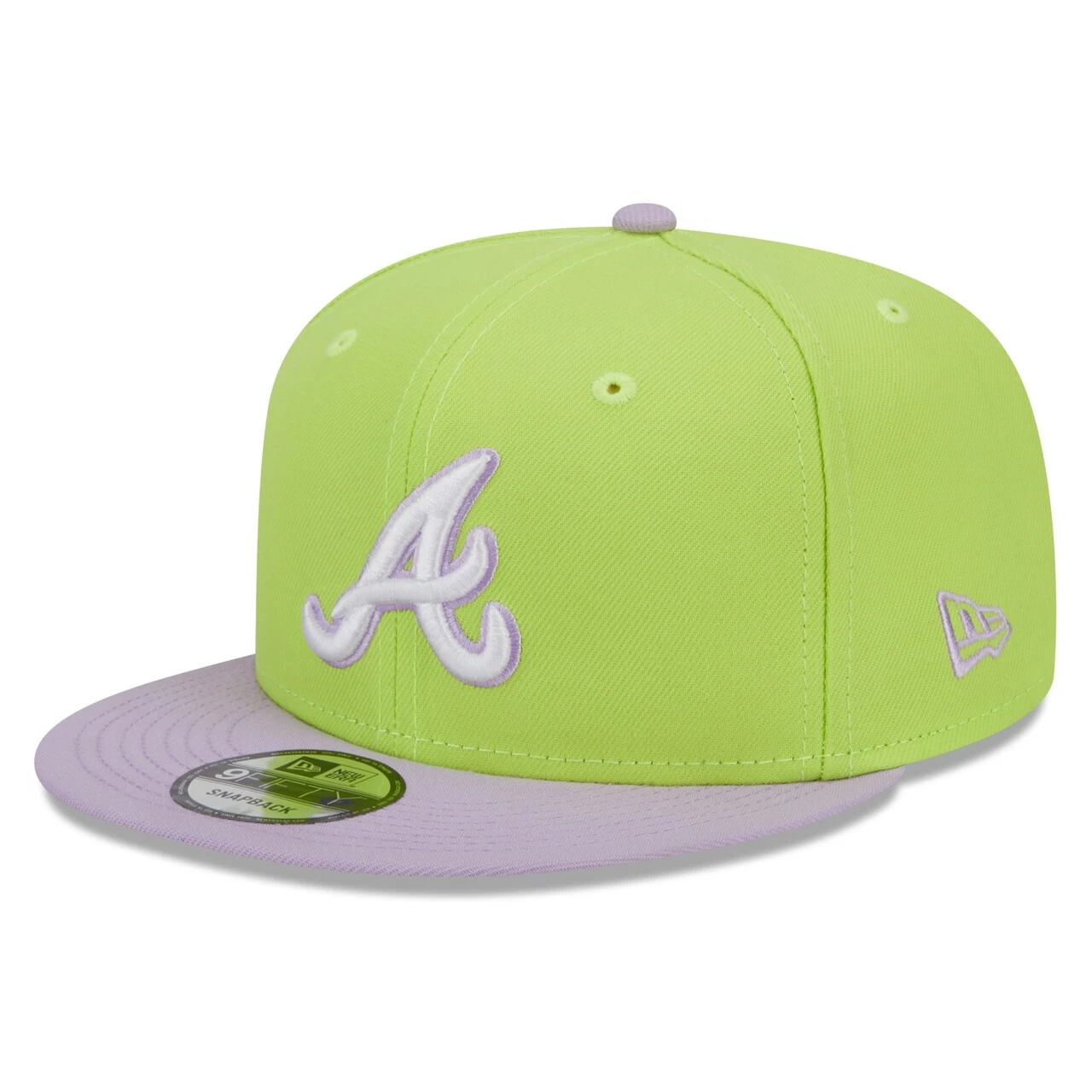 Men's Atlanta Braves New Era Neon Green/Purple Spring Basic Two-Tone 9FIFTY Snapback Hat