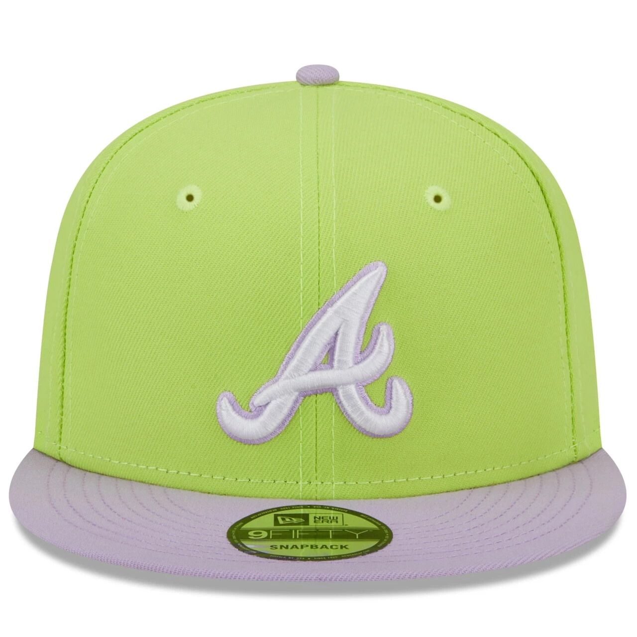 Men's Atlanta Braves New Era Neon Green/Purple Spring Basic Two-Tone 9FIFTY Snapback Hat - Image 2