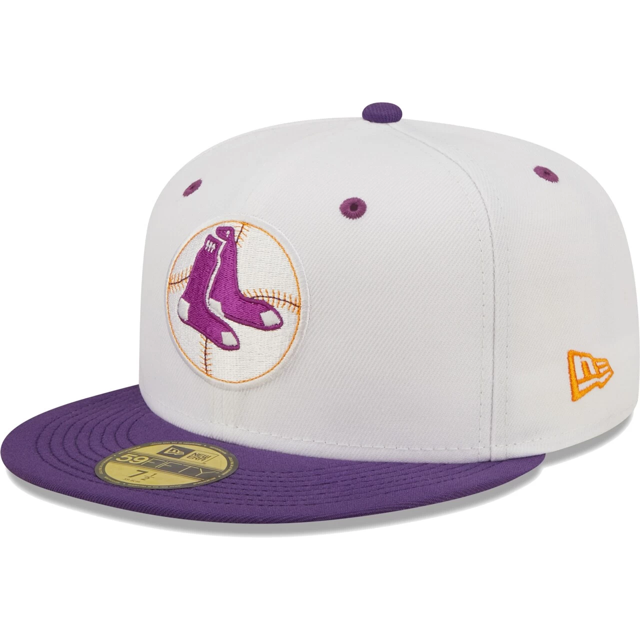 Men's Boston Red Sox New Era White/Purple Boston Grape Lolli 59FIFTY Fitted Hat - Image 3