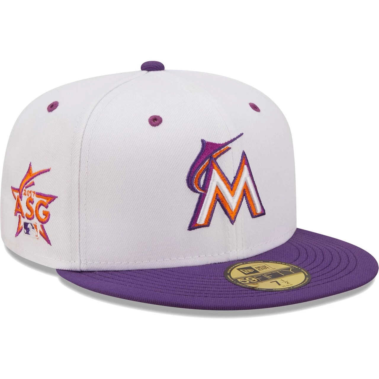 Men's Miami Marlins New Era White/Purple 2017 MLB All-Star Game Grape Lolli 59FIFTY Fitted Hat