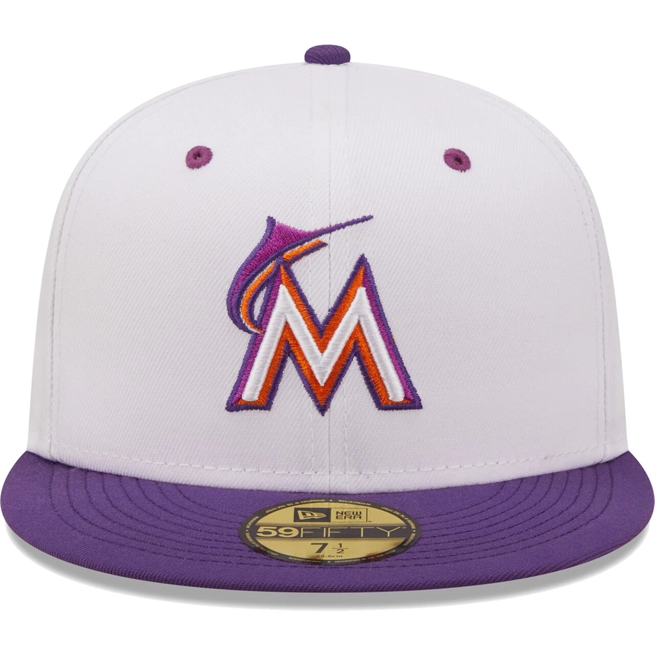 Men's Miami Marlins New Era White/Purple 2017 MLB All-Star Game Grape Lolli 59FIFTY Fitted Hat - Image 2