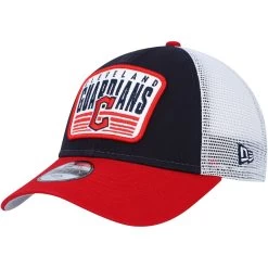 Youth Cleveland Guardians New Era Navy/Red Patch Trucker 9FORTY Snapback Hat