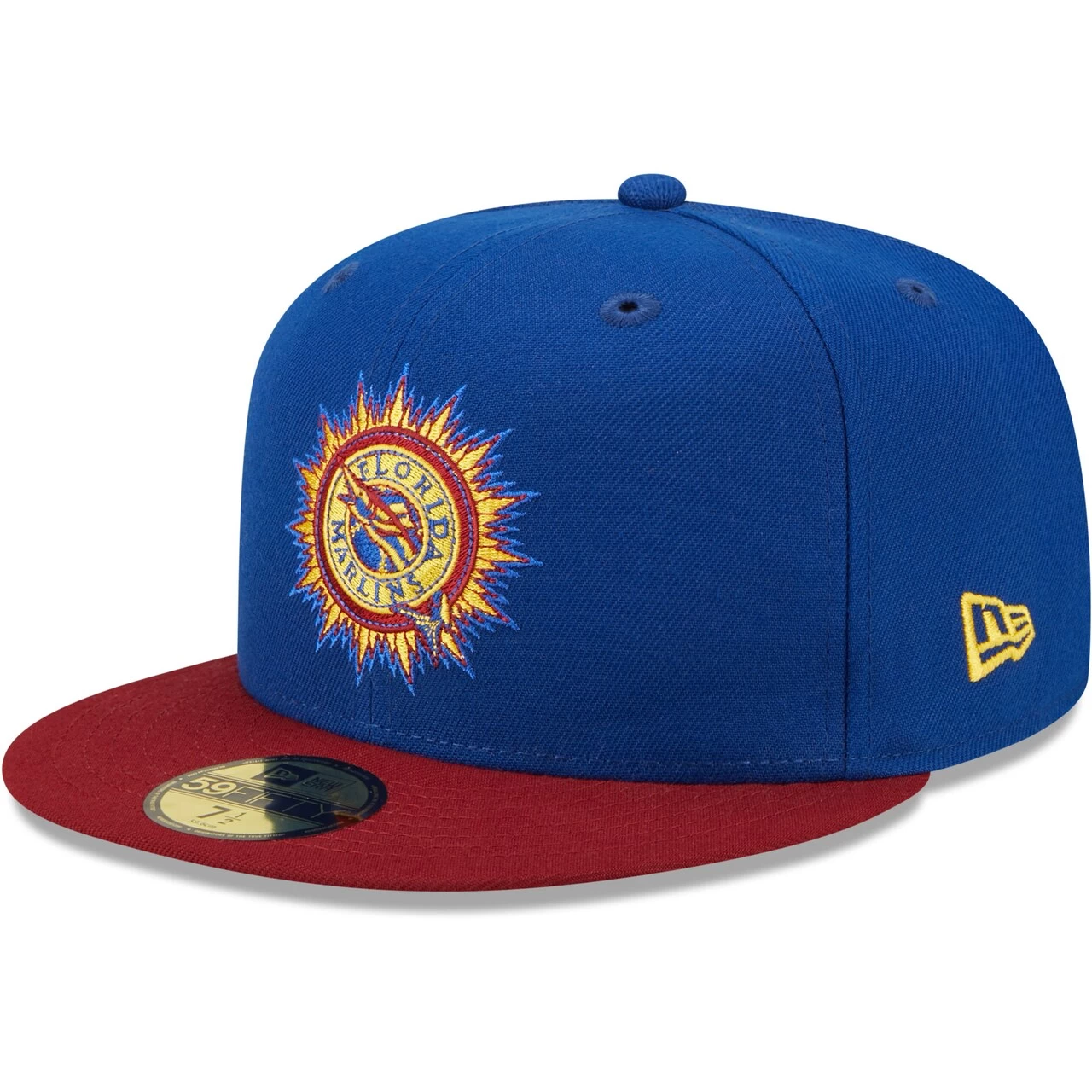 Men's Florida Marlins New Era Royal/Red Alternate Throwback Logo Primary Jewel Gold Undervisor 59FIFTY Fitted Hat - Image 3