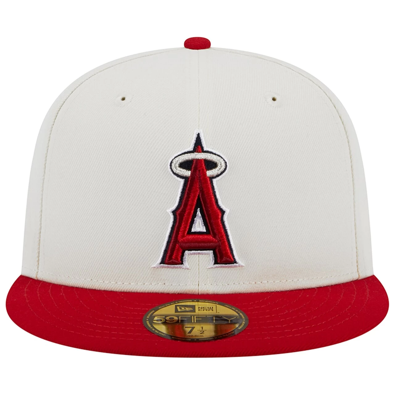 Men's Los Angeles Angels New Era Stone/Red Retro 59FIFTY Fitted Hat - Image 2